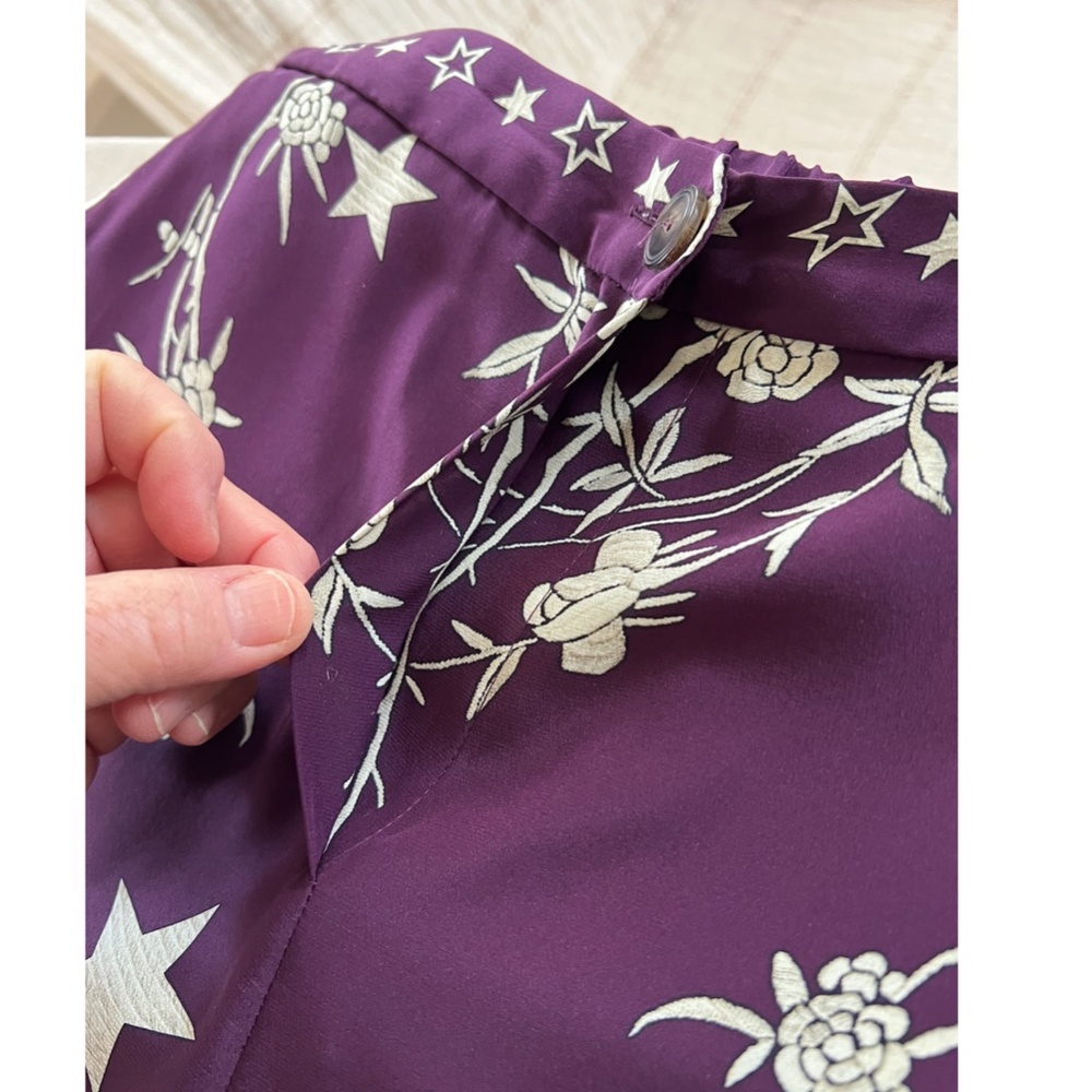 ROBERTO CAVALLI Stars, Birds and Flowers Print Silk Palazzo Pants - 38/S - Picture 6 of 15